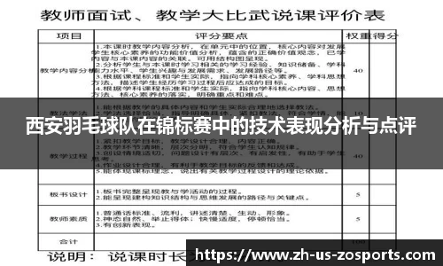 西安羽毛球队在锦标赛中的技术表现分析与点评